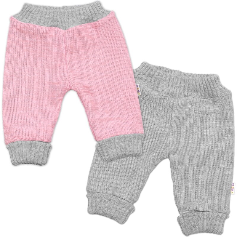 Baby Nellys Rostoucí oboustranné kalhoty Hand Made, růžová-šedá 103011265