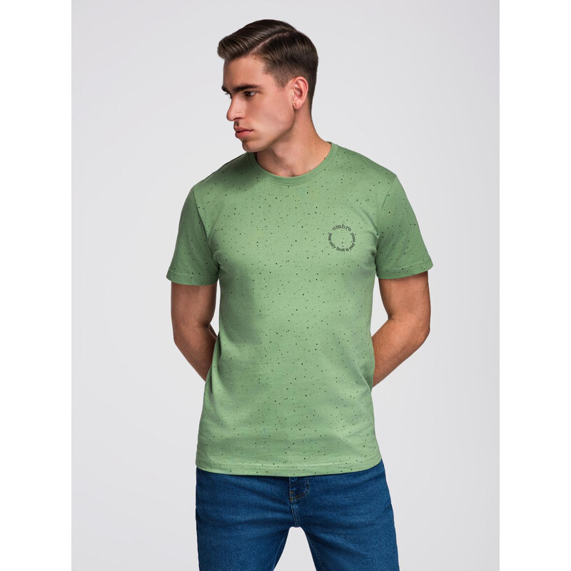 Ombre Mens printed cotton t-shirt with round neckline - green