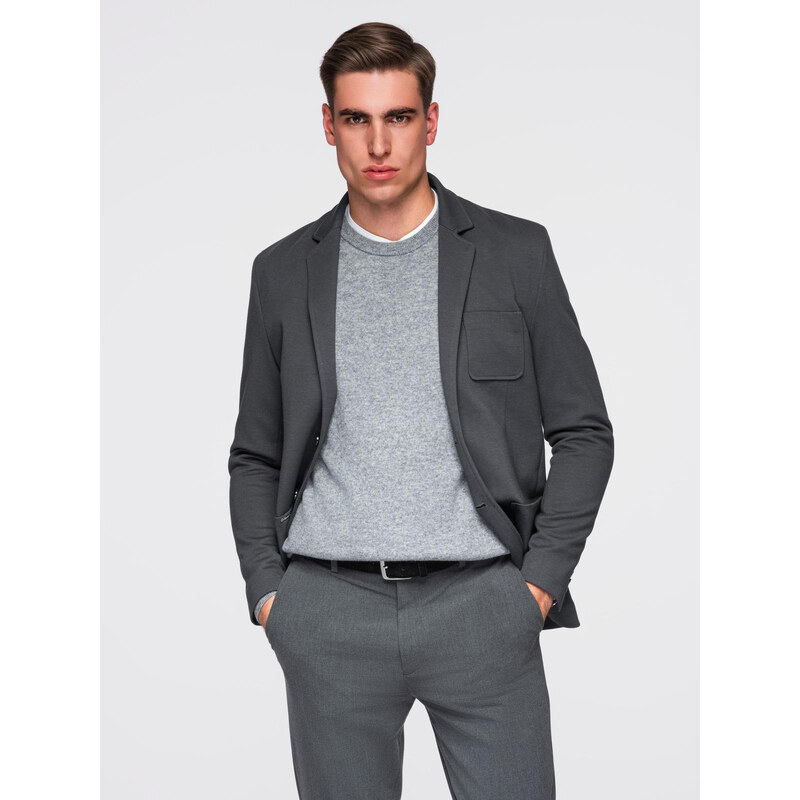 Ombre Mens SLIM knit jacket with subtle texture - graphite