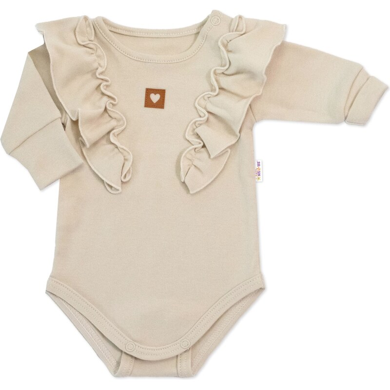 Baby Nellys Rostoucí body NATURE, dlouhý rukáv s volánky, bavlna, 106458813