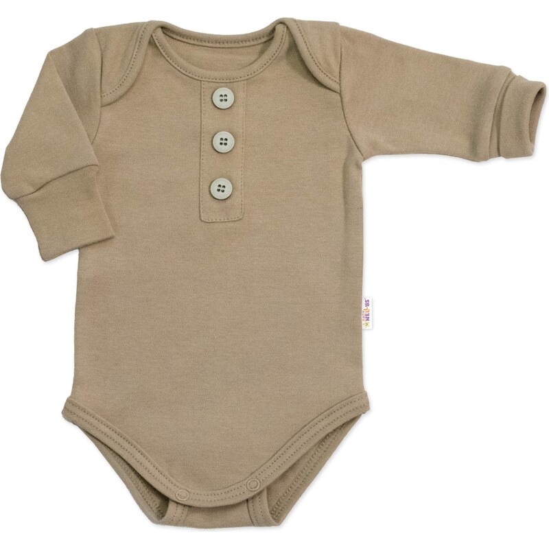 Baby Nellys Rostoucí body NATURE, dlouhý rukáv s knoflíčky, bavlna, 106737870