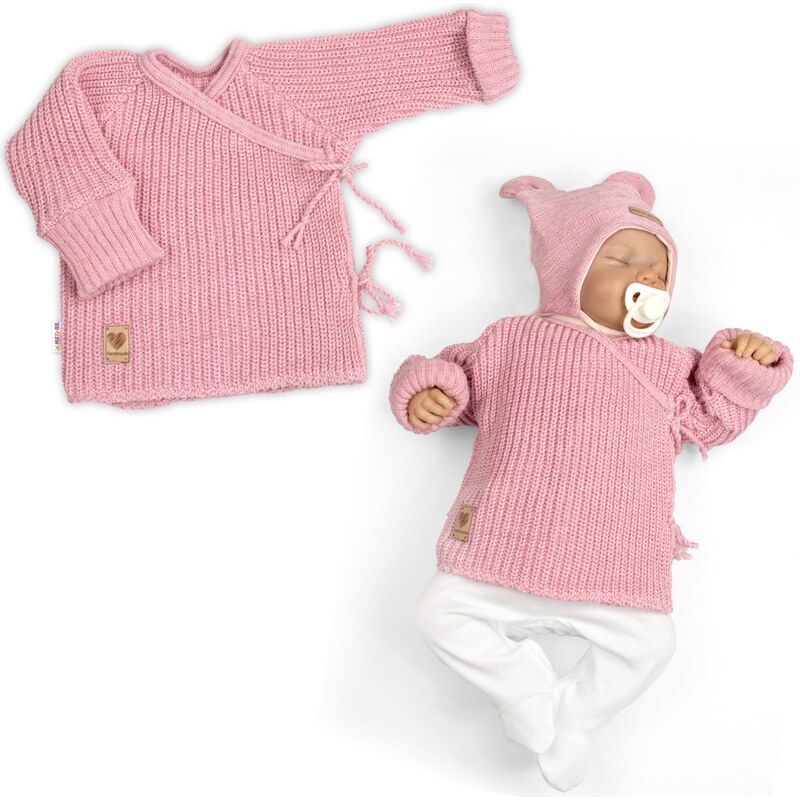 Baby Nellys Kojenecký svetřík, rostoucí, na zavazování na boku - 104933314