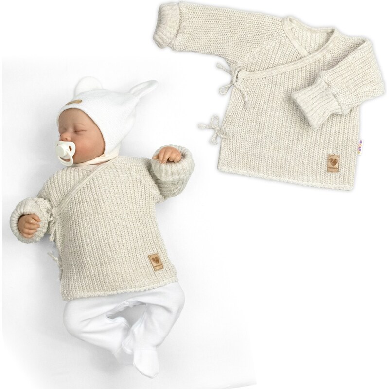 Baby Nellys Kojenecký svetřík, rostoucí, na zavazování na boku - sv. 104959624