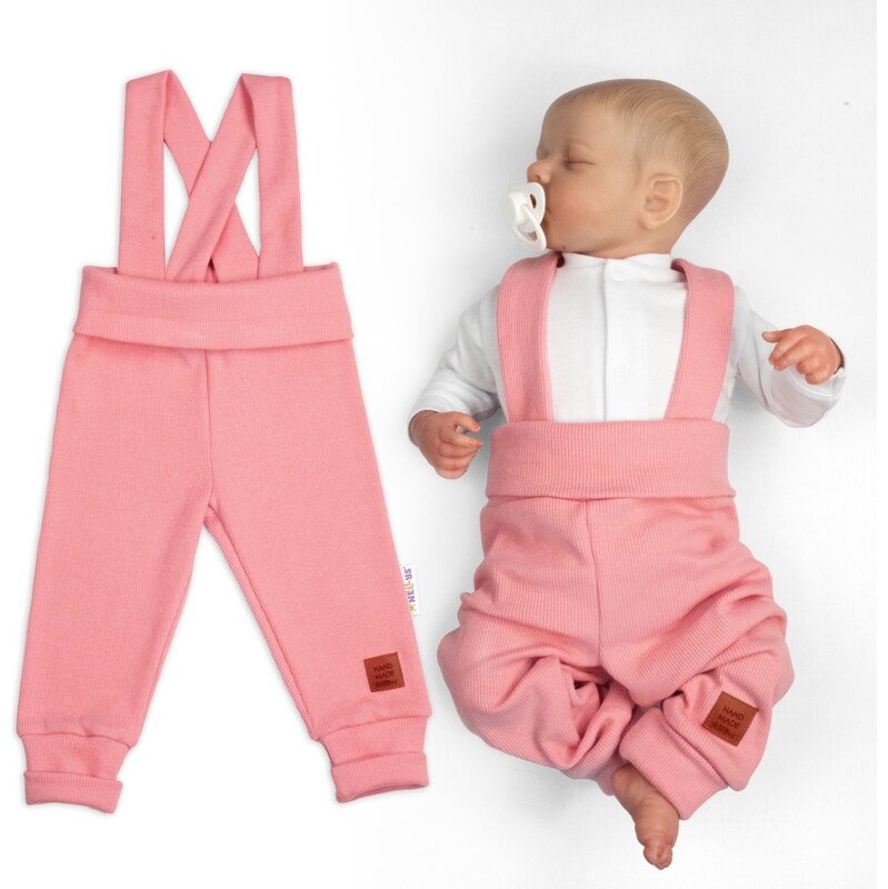 Baby Nellys Rostoucí legíny se šlemi, žebrované s širokým pásem - 105422091