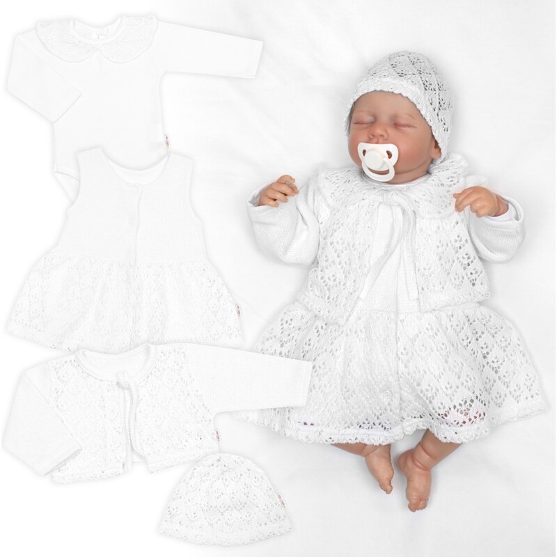 Baby Nellys Luxusní pletená sada pro holčičku na křtiny a oslavu 4D 99361463