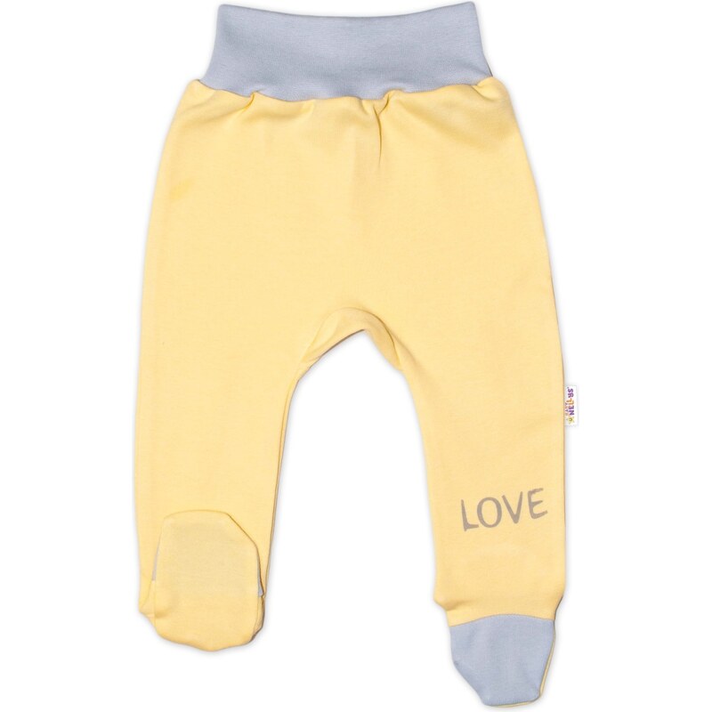 Baby Nellys Kojenecké polodupačky, žluté - Love, vel. 50 99059536