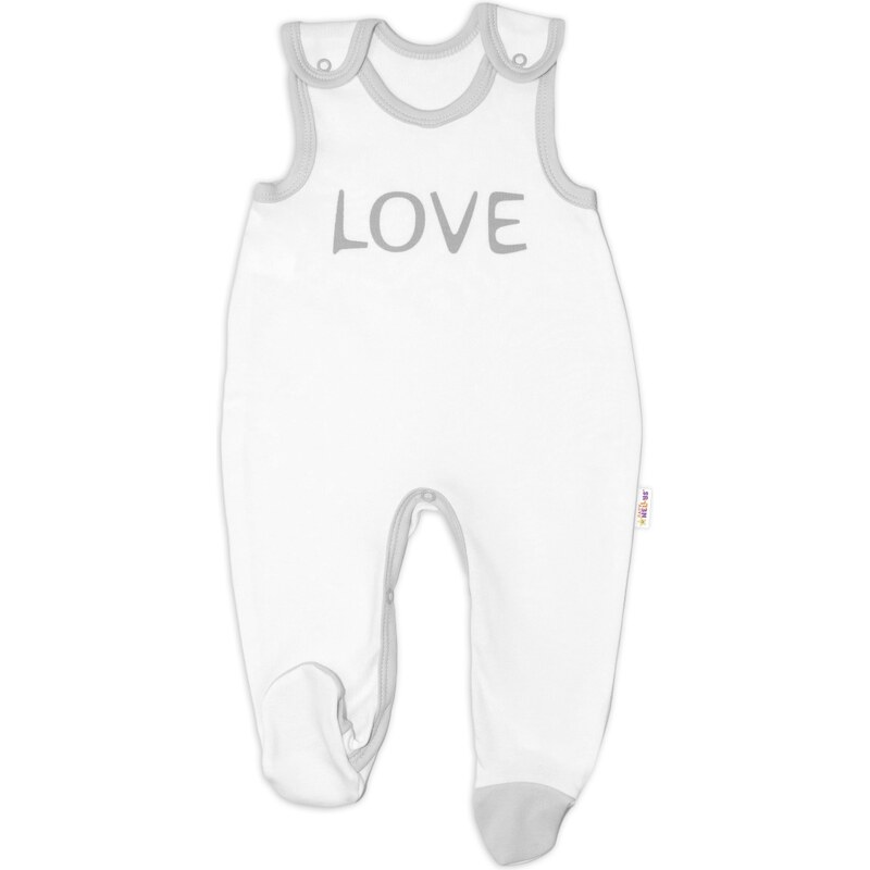 Baby Nellys Kojenecké bavlněné dupačky, Love - bílé 115080685