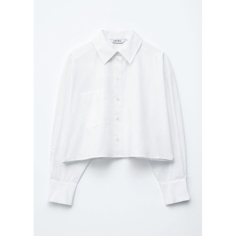 H&M - Krátká oversized bavlněná košile - bílá 108301592
