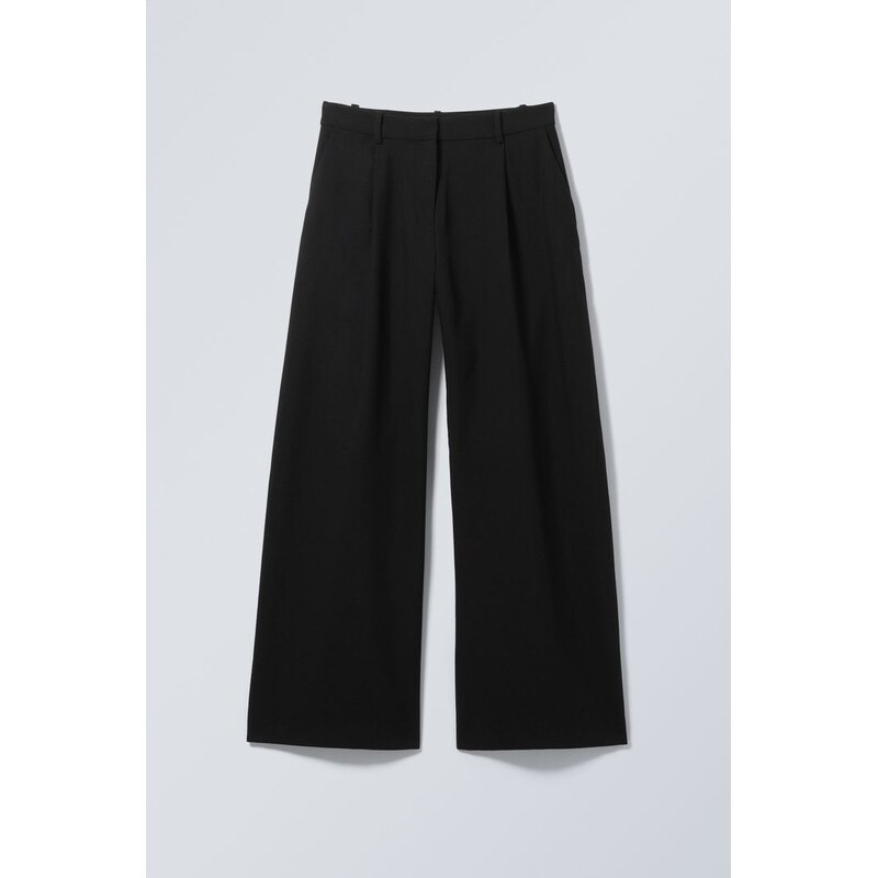H&M - Low Waist Wide Suiting Trousers - černá 108130644