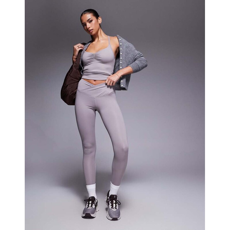 4505 Icon soft touch wrap waist yoga legging in mink-Grey 114828208