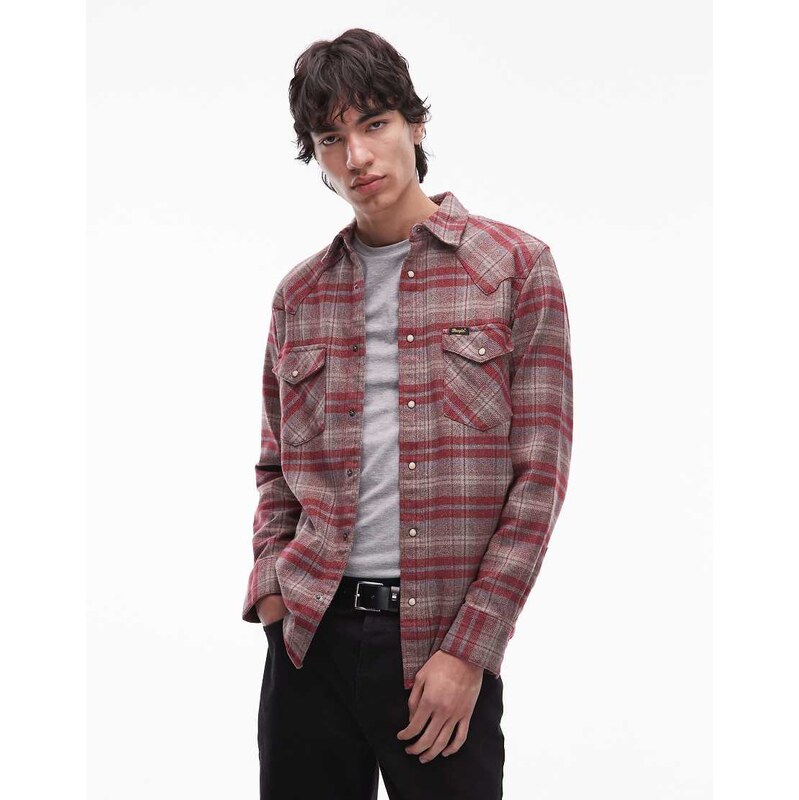 Wrangler long sleeve western shirt in red check