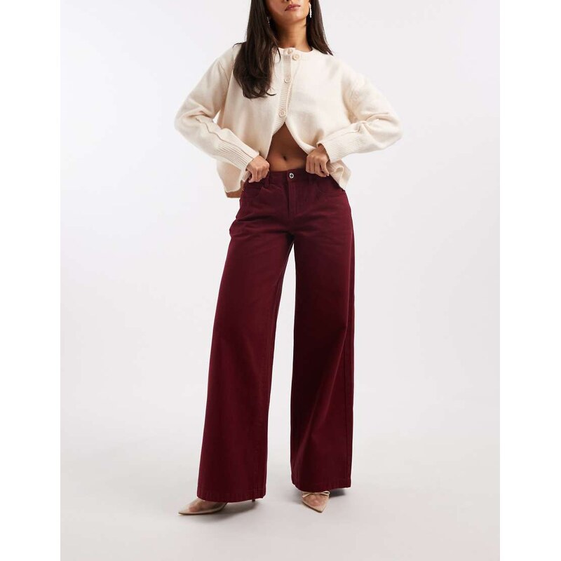WeWoreWhat low rise relaxed jeans in dark cherry-Red 111060013