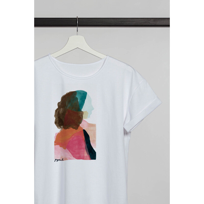 youngprimitive - tričko s potiskem Curly hair - bílá