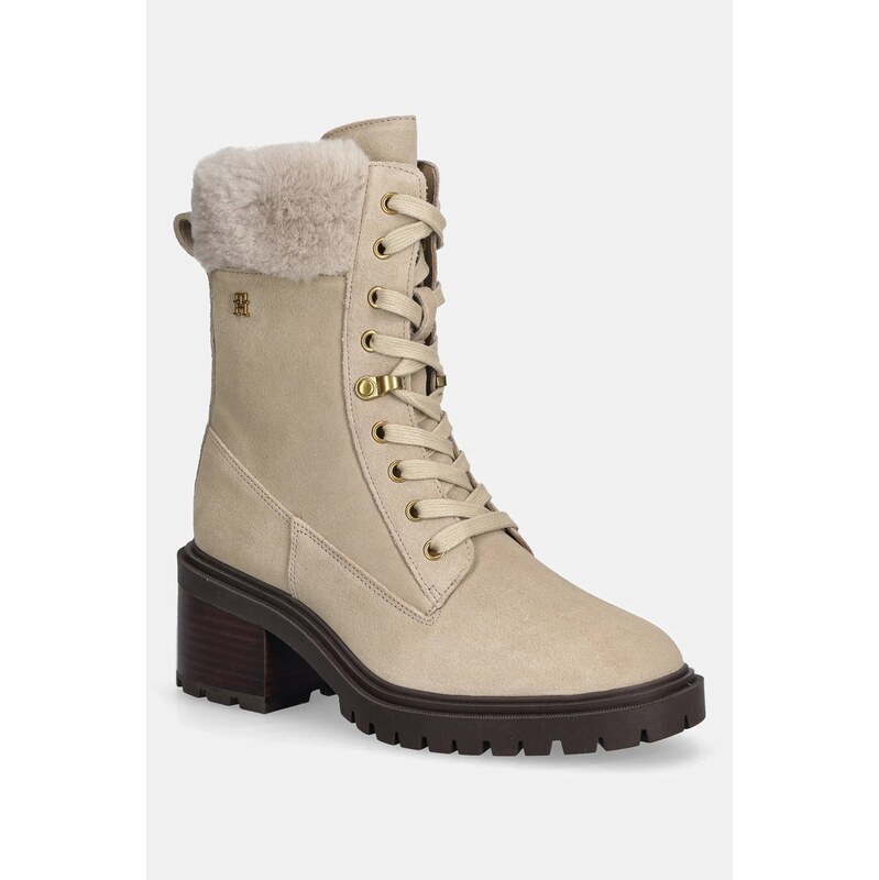 Semišové boty Tommy Hilfiger TH SHEARLING LACE UP BOOT 109150971