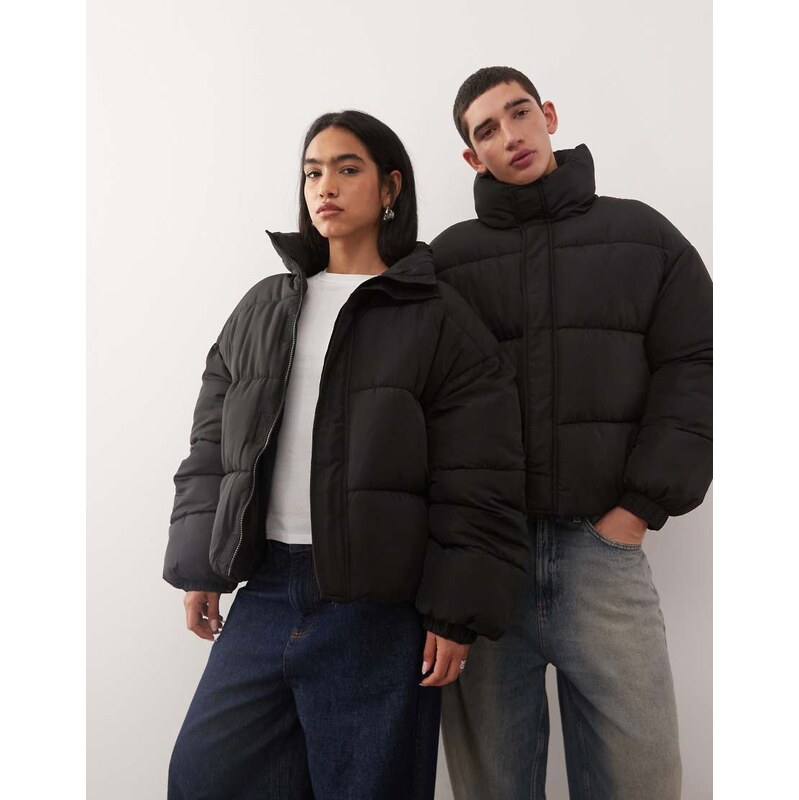 COLLUSION Unisex puffer jacket in black
