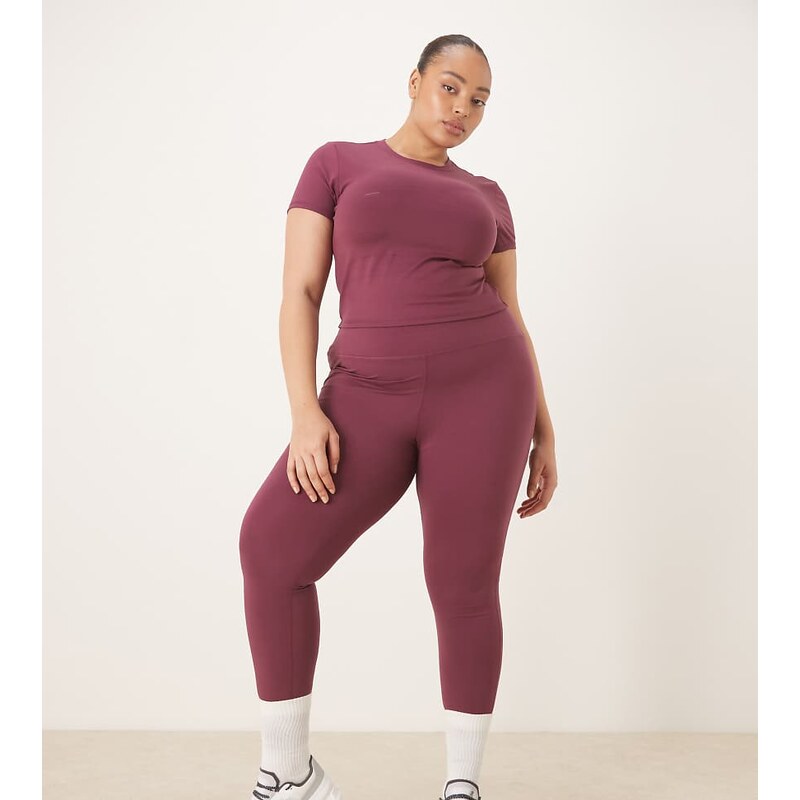 4505 Curve Icon soft touch high waist yoga legging in burgundy-Purple 115059062