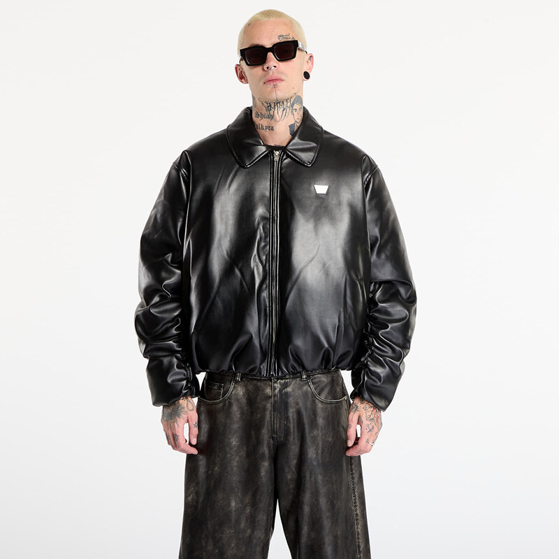 Bunda MISBHV Faux Leather Puffer Bomber Jacket Black XL