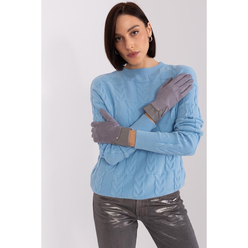 MladaModa Elegantní dotykové rukavice model 50726 šedé