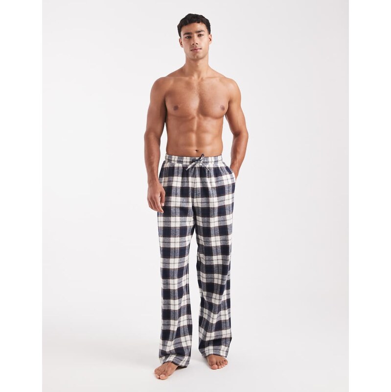 ASOS DESIGN lounge bottoms in navy brushed check