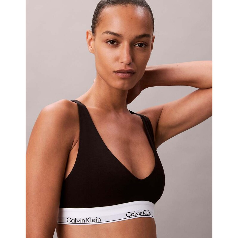 Calvin Klein Icon Cotton Modal scoop back unlined bralette in black 109173063