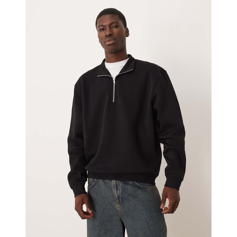 ASOS DESIGN essentials relaxed fit quarter zip sweatshirt in