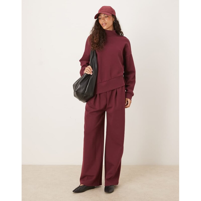ASOS DESIGN interlock wide leg jogger with wide waistband detail