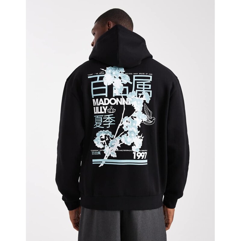 ASOS DESIGN relaxed hoodie with back print in black