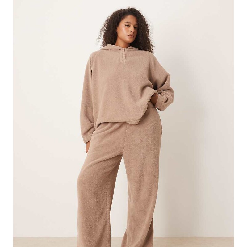 ASOS Curve ASOS DESIGN Curve lounge microfleece wide leg trouser