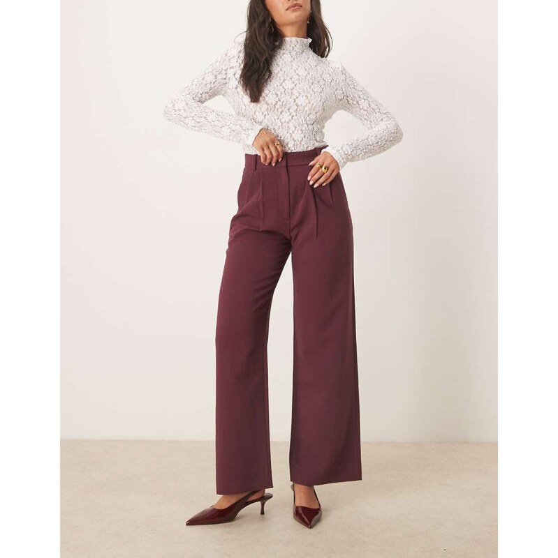 Abercrombie & Fitch sloane ultra high waist trouser in burgundy-Red 109173231