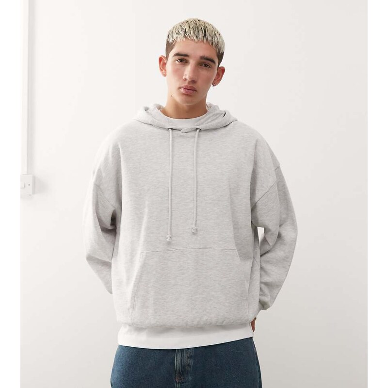 COLLUSION Boxy hoodie in grey marl