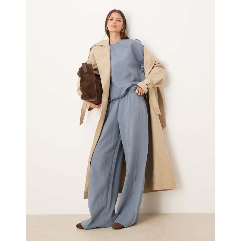ASOS DESIGN interlock super wide leg jogger with seam detail in