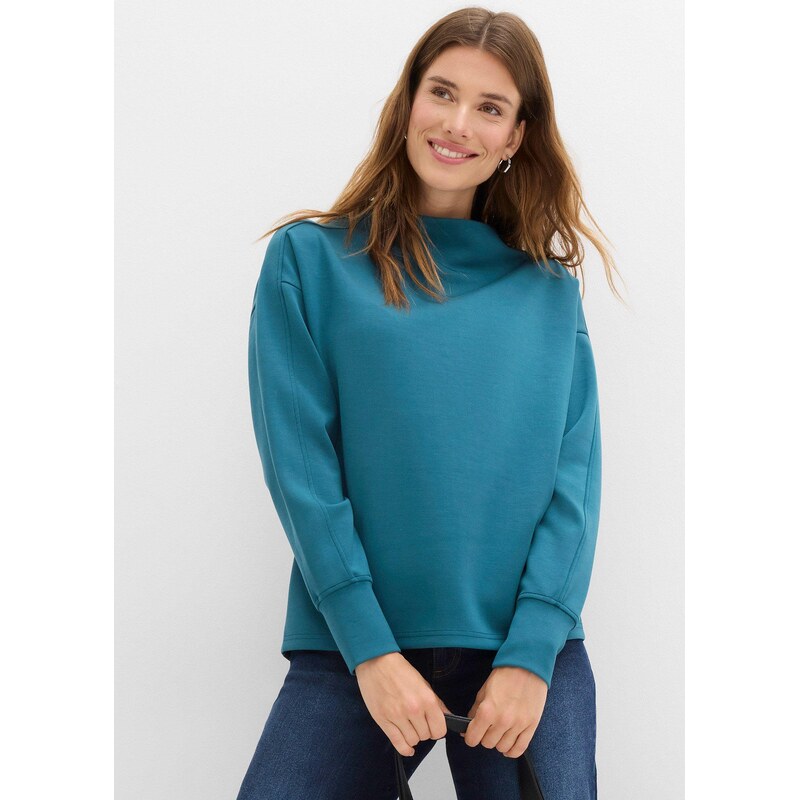 bonprix Oversize mikina z měkkého materiálu scuba zelená Žena