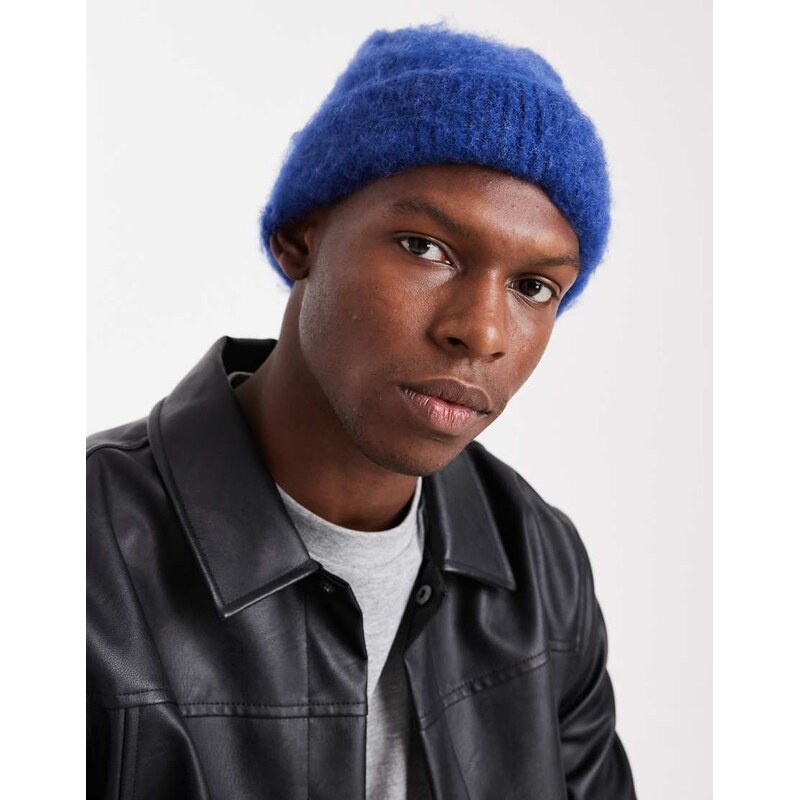 ASOS DESIGN knitted beanie in cobalt-Blue