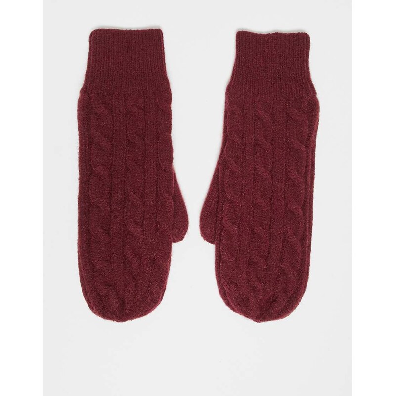 My Accessories cable knit mittens in burgundy-Red 109518247
