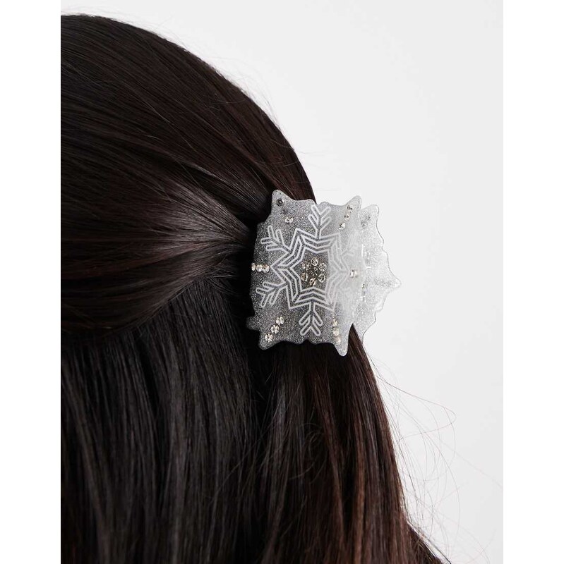 Accessorize snow flake christmas hair claw clip in silver