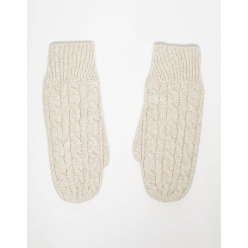 My Accessories cable knit mittens in cream-White 109518250
