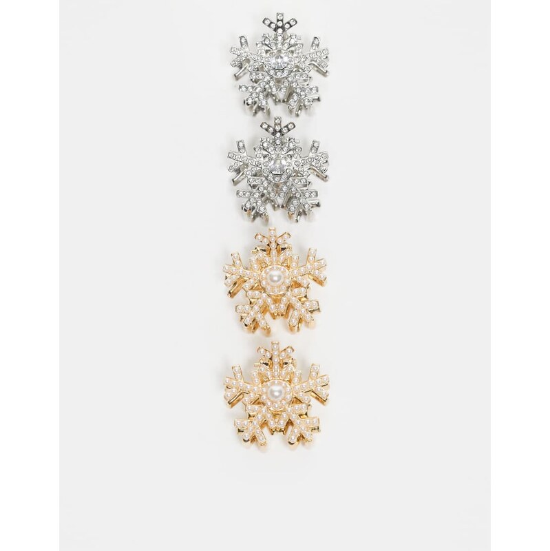 Accessorize 4 pack snowflake christmas sparkle hair claw clips