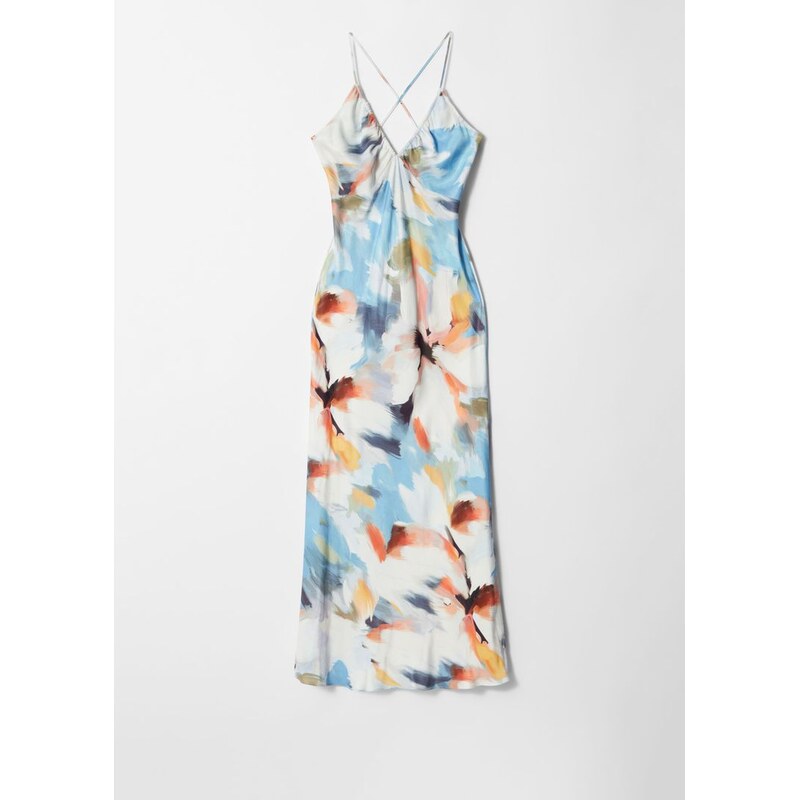 H&M - Saténové midi šatys ramínky - žlutá 108131194