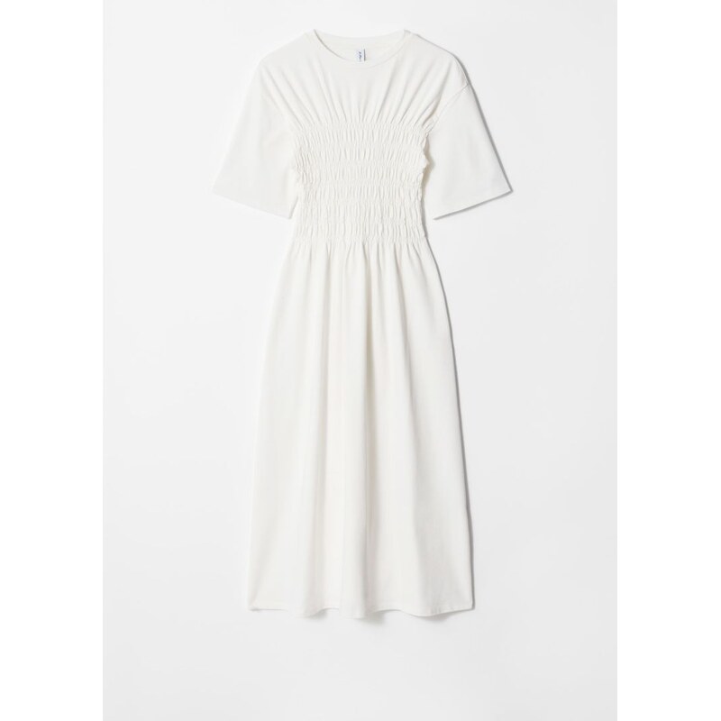 H&M - Žabičkové midi šaty - bílá 108131571