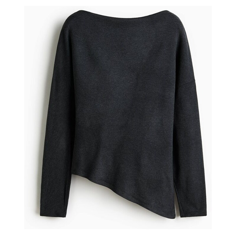 H&M - Asymetrický žerzejový top - Tmavě Šedá