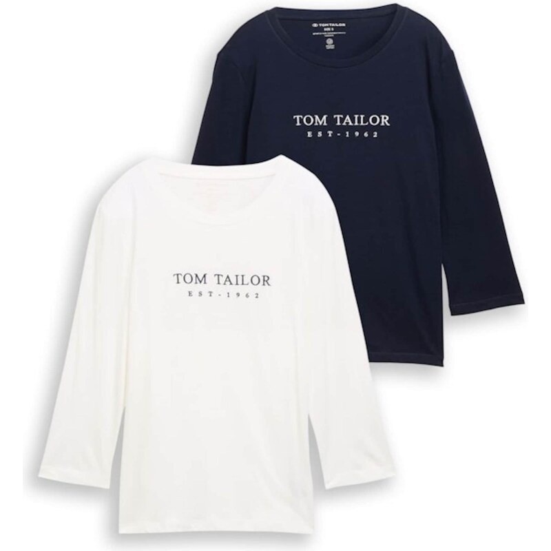 TOM TAILOR Tričko námořnická modř / bílá