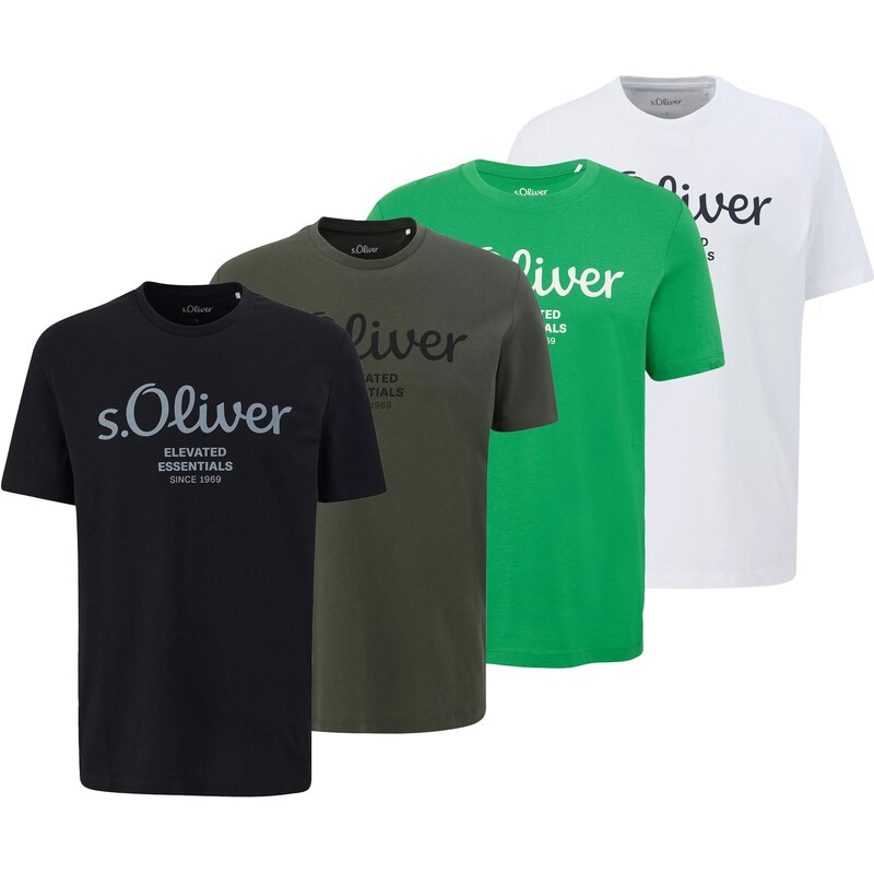 s.Oliver Tričko olivová / trávově zelená / černá / bílá