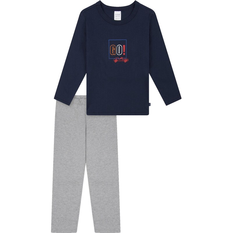 SCHIESSER Pyžamo  Nightwear tmavě modrá / světle šedá / červená