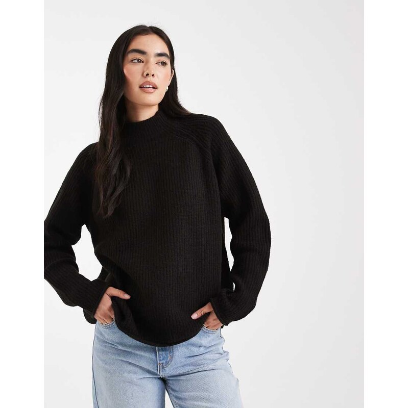 Miss Selfridge high neck oversized jumper in black 109185696