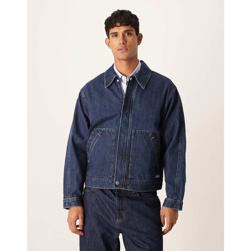 Calvin Klein Jeans denim workwear jacket in indigo wash-Navy
