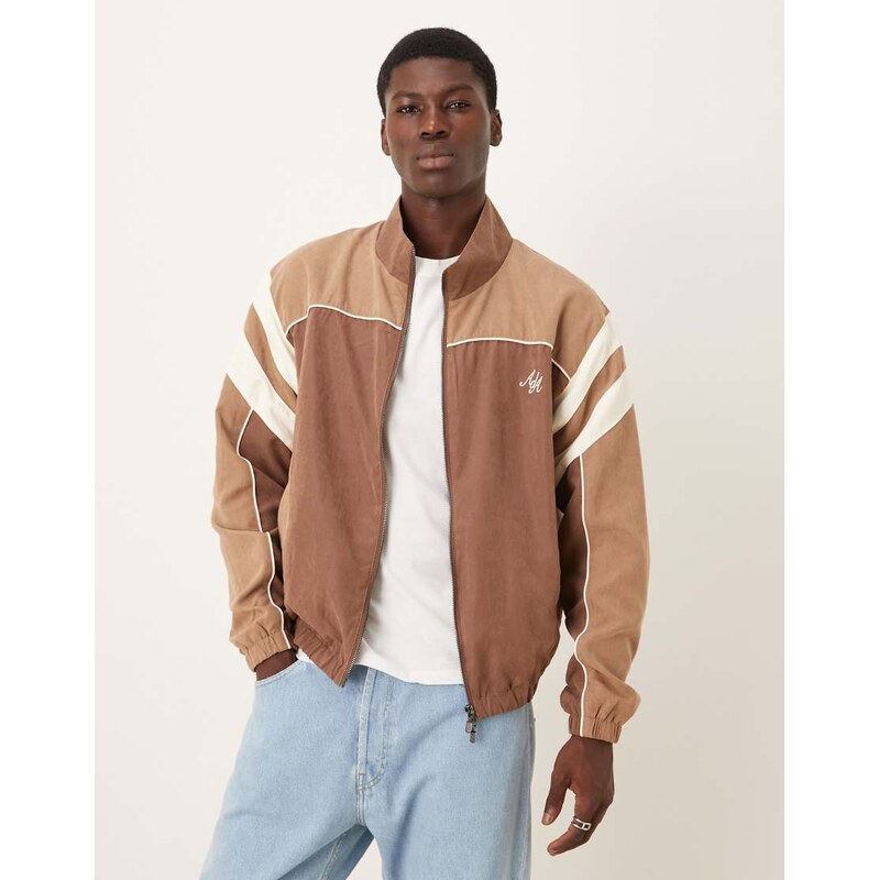 Alma De Ace vestra zip up colour block track jacket in beige