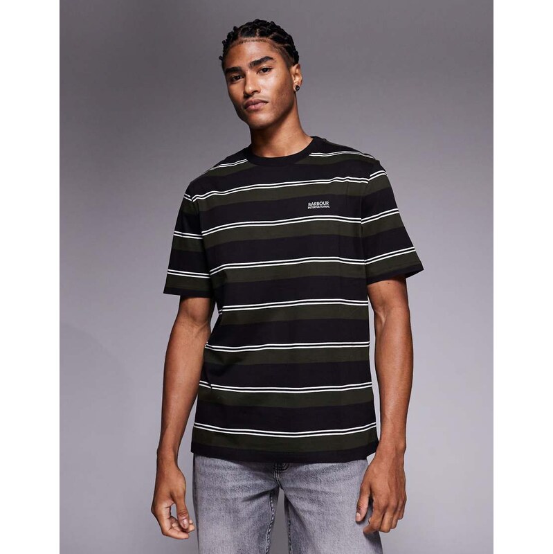 Barbour International bruce striped t-shirt in black 109187118