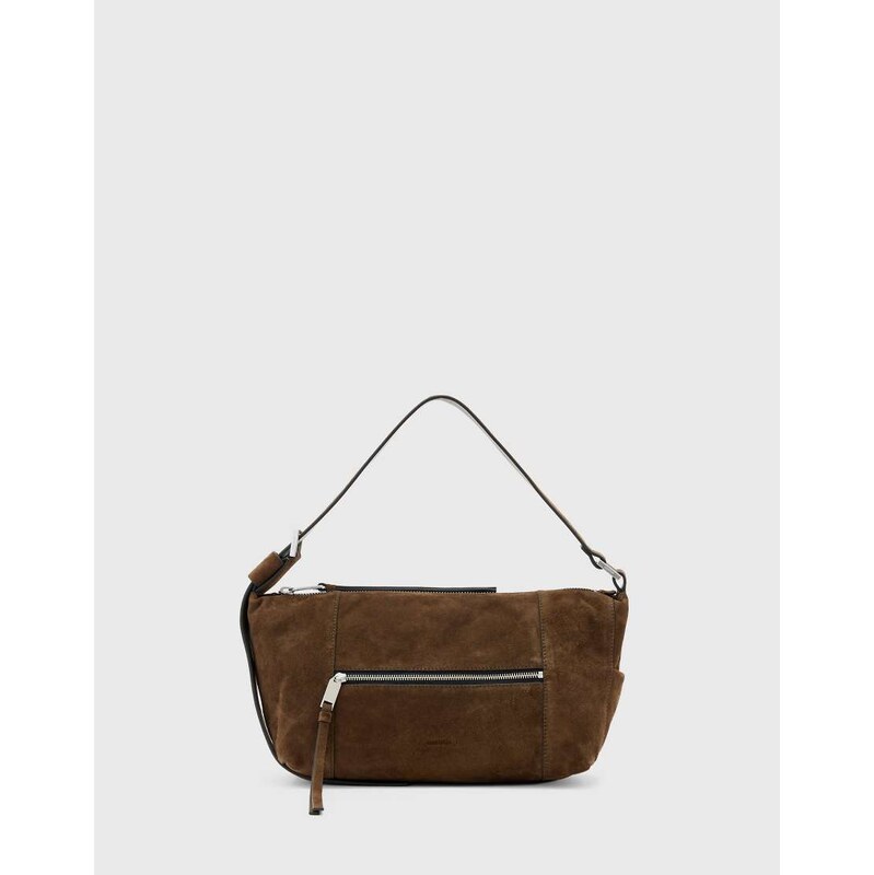 Allsaints Vega suede shoulder bag in brown
