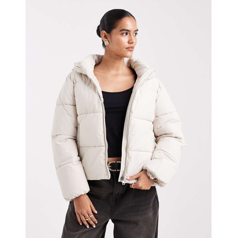 ONLY puffer jacket with hood in stone-Neutral 109722768
