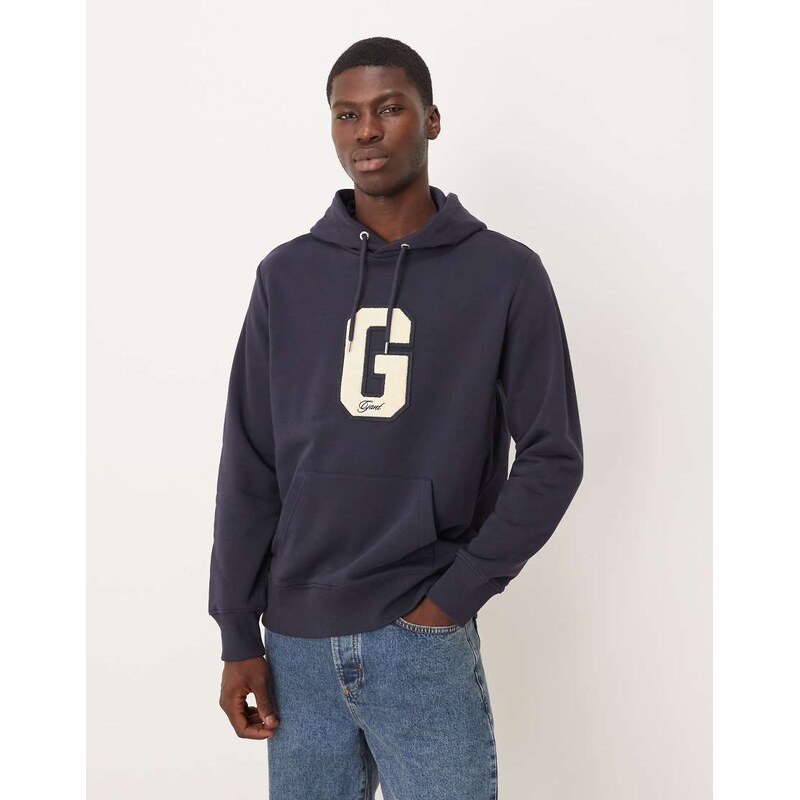 GANT varsity G logo hoodie in navy